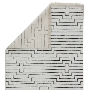 Satellite Alloy Handmade Geometric White/ Black Area Rug (5'X8')