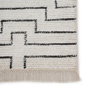 Satellite Alloy Handmade Geometric White/ Black Area Rug (5'X8')