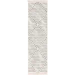 Satellite Alloy Handmade Geometric White/ Black Runner Rug (2'6