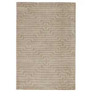 Satellite Alloy Handmade Striped Light Taupe/ White Area Rug (5'X8')