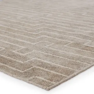 Satellite Alloy Handmade Striped Light Taupe/ White Area Rug (5'X8')
