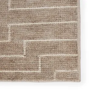 Satellite Alloy Handmade Striped Light Taupe/ White Area Rug (5'X8')