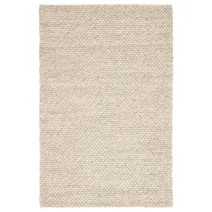 Scandinavia Dula Alta Handmade Solid Gray/ White Area Rug (8'X10')