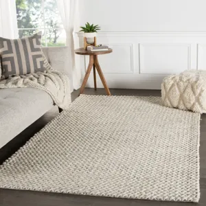Scandinavia Dula Alta Handmade Solid Gray/ White Area Rug (8'X10')