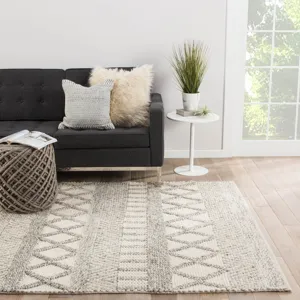 Scandinavia Dula Sandhurst Handmade Geometric Gray/ White Area Rug (5'X8')
