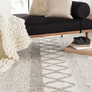 Scandinavia Dula Sandhurst Handmade Geometric Gray/ White Area Rug (5'X8')