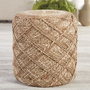 Scandinavia Pouf Ystad Natural Beige/ White Cylinder Pouf