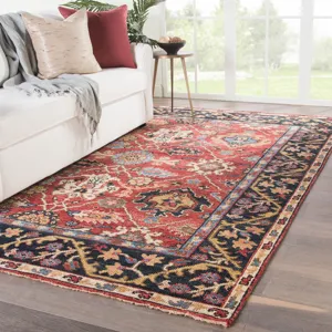 Salinas Aika Hand-Knotted Medallion Red/ Multicolor Area Rug (10'X14')