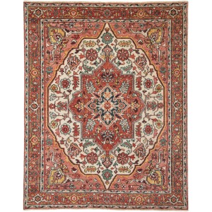 Salinas Tavola Hand-Knotted Medallion Pink/ Multicolor Area Rug