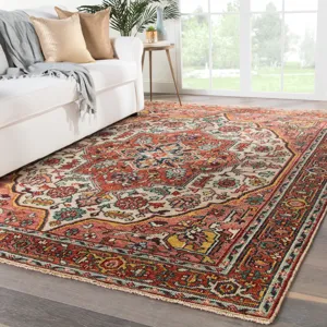 Salinas Tavola Hand-Knotted Medallion Pink/ Multicolor Area Rug (8'X10')