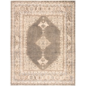 Salinas Farwell Hand-Knotted Medallion Blue/ Ivory Area Rug