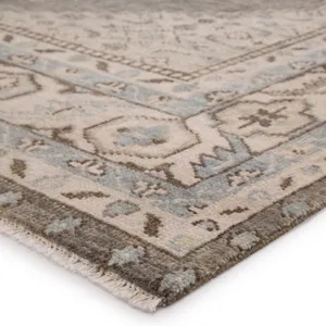 Salinas Farwell Hand-Knotted Medallion Blue/ Ivory Runner Rug (3'X12')