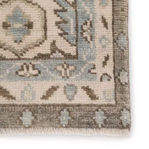 Salinas Farwell Hand-Knotted Medallion Blue/ Ivory Runner Rug (3'X12')