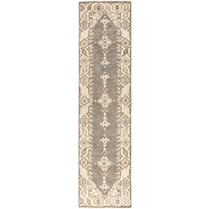 Salinas Farwell Hand-Knotted Medallion Blue/ Ivory Runner Rug (3'X12')