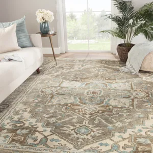 Salinas Flynn Hand-Knotted Medallion Gray/ Blue Area Rug (10'X14')