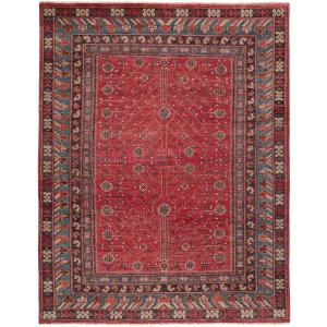 Salinas Donte Hand-Knotted Oriental Red/ Blue Area Rug