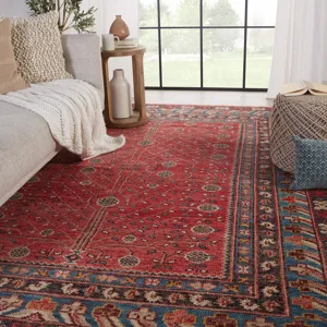 Salinas Donte Hand-Knotted Oriental Red/ Blue Area Rug (10'X14')