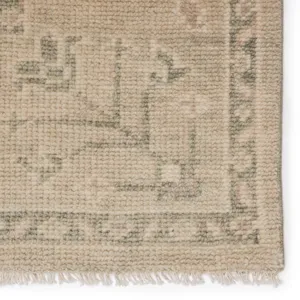 Salinas Ginerva Hand-Knotted Oriental Cream/ Green Area Rug (10'X14')