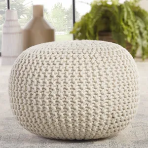 Spectrum Rays Asilah Indoor/ Outdoor Solid White Cylinder Pouf