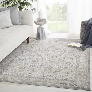 Sinclaire Vibe by  Odel Oriental Gray/ White Runner Rug (2'2"X8')