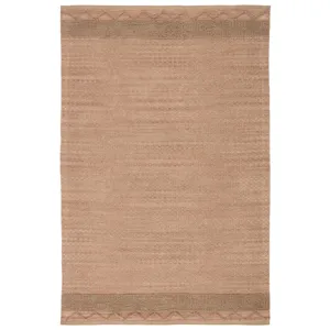 Somerset Curran Natural Border Pink/ Tan Area Rug (5'X8')