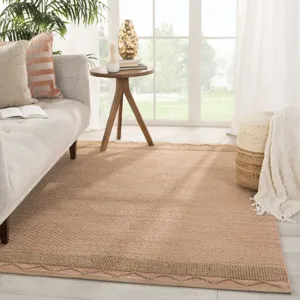 Somerset Curran Natural Border Pink/ Tan Area Rug (5'X8')