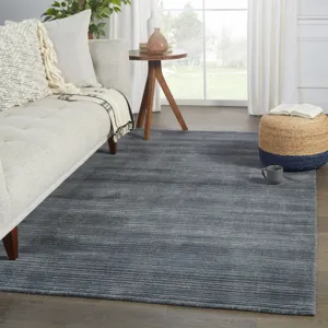 Second Sunset Gradient Handwoven Solid Dark Blue/ Gray Area Rug (10'X14')