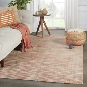 Second Sunset Gradient Handwoven Solid Dark Pink/ Cream Area Rug (8'X10')