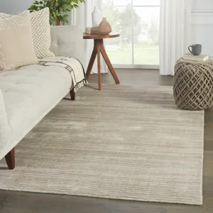 Second Sunset Gradient Handwoven Solid Light Taupe/ Gray Area Rug (10'X14')