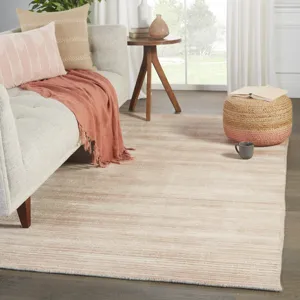 Second Sunset Gradient Handwoven Solid Pink/ Cream Area Rug (10'X14')