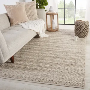 Star Gaze Nebula Handmade Solid Beige/ Cream Area Rug (10'X14')