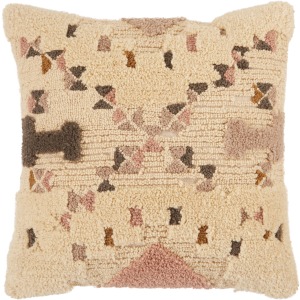 Soul Trek Vibe by  Meja Cream/ Light Pink Tribal Polyester Throw Pillow 22 inch