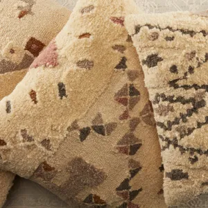 Soul Trek Vibe by  Meja Cream/ Light Pink Tribal Polyester Throw Pillow 22 inch