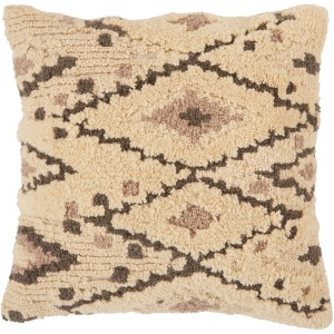 Soul Trek Vibe by  Sidda Cream/ Dark Gray Tribal Down Throw Pillow 18 inch