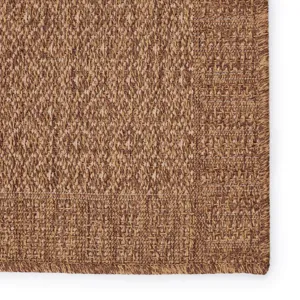 Tahiti Vibe by  Maeva Indoor/ Outdoor Border Light Brown Area Rug (2'X3')