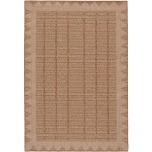 Tahiti Vibe by  Akamai Indoor/ Outdoor Border Beige/ Light Brown Runner Rug (2'6