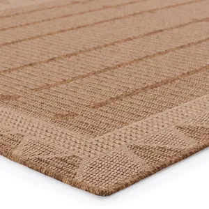 Tahiti Vibe by  Akamai Indoor/ Outdoor Border Beige/ Light Brown Runner Rug (2'6"X8')
