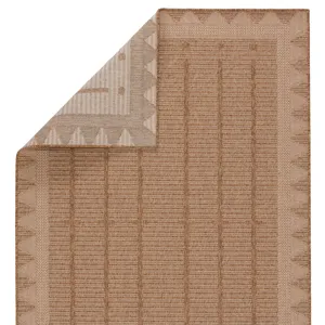 Tahiti Vibe by  Akamai Indoor/ Outdoor Border Beige/ Light Brown Runner Rug (2'6"X8')