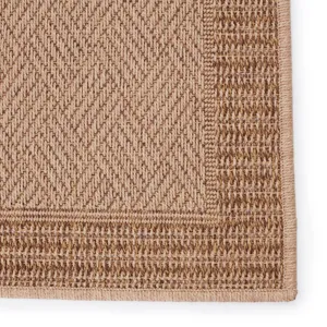 Tahiti Vibe by  Pareu Indoor/ Outdoor Border Beige/ Light Brown Runner Rug (2'6"X8')