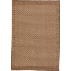 Tahiti Vibe by  Poerava Indoor/ Outdoor Border Beige/ Light Brown Area Rug