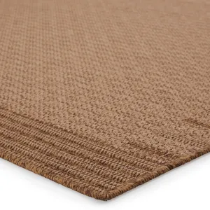Tahiti Vibe by  Poerava Indoor/ Outdoor Border Beige/ Light Brown Area Rug (2'X3')