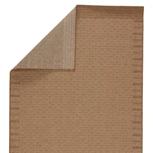 Tahiti Vibe by  Poerava Indoor/ Outdoor Border Beige/ Light Brown Area Rug (2'X3')