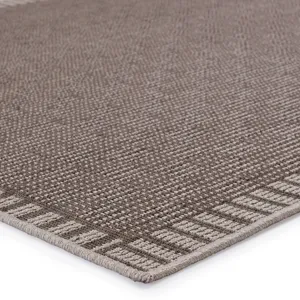 Tahiti Vibe by  Iti Indoor/ Outdoor Border Taupe/ Gray Area Rug (9'X12')