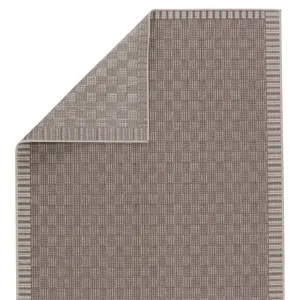 Tahiti Vibe by  Iti Indoor/ Outdoor Border Taupe/ Gray Area Rug (9'X12')