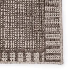 Tahiti Vibe by  Iti Indoor/ Outdoor Border Taupe/ Gray Area Rug (9'X12')