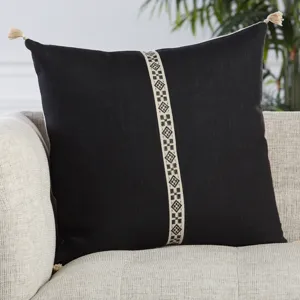Taiga Loma Tribal Black/ Ivory Down Throw Pillow 22 inch