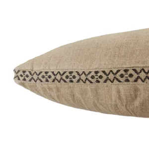 Taiga Seti Border Beige/ Dark Gray Down Throw Pillow 24 inch