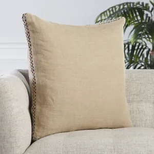 Taiga Seti Border Beige/ Dark Gray Down Throw Pillow 24 inch