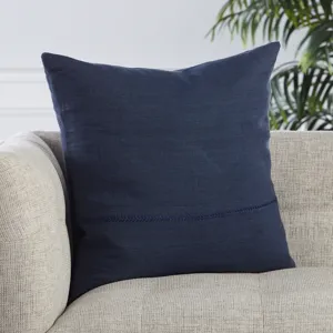Taiga Ortiz Solid Dark Blue Down Throw Pillow 22 inch