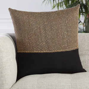 Taiga Sila Geometric Light Tan/ Black Down Throw Pillow 22 inch